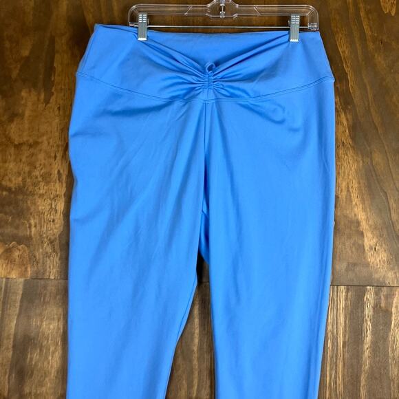 PINK Active Womens Leggings Blue Adjustable Ruched Front Skinny Stretch XXL - Picture 2 of 10